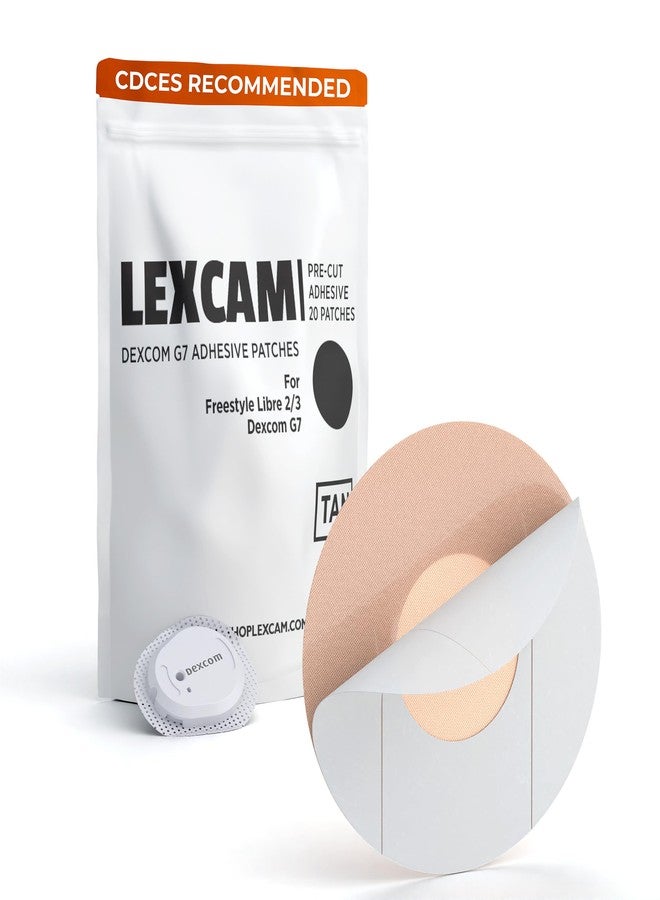 Lexcam Adhesive Patches Compatible with Dexcom G7 & Stelo CGM – Sweatproof Cover for Continuous Glucose Monitor Sensor, Stays Secure for 10-15 Days – 20 Pack, Tan - Image 1